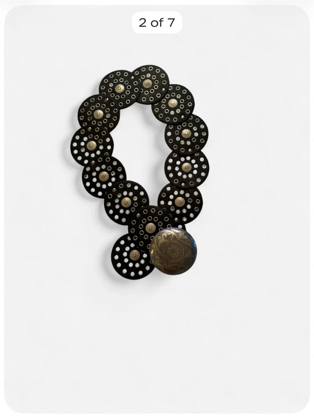 Black Wide Disc Western Belt | Silver Concho & Grommet Accent | Boho Statement